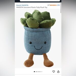 Amazon Plush Plant Pot with Green Leaves and Blue Pot